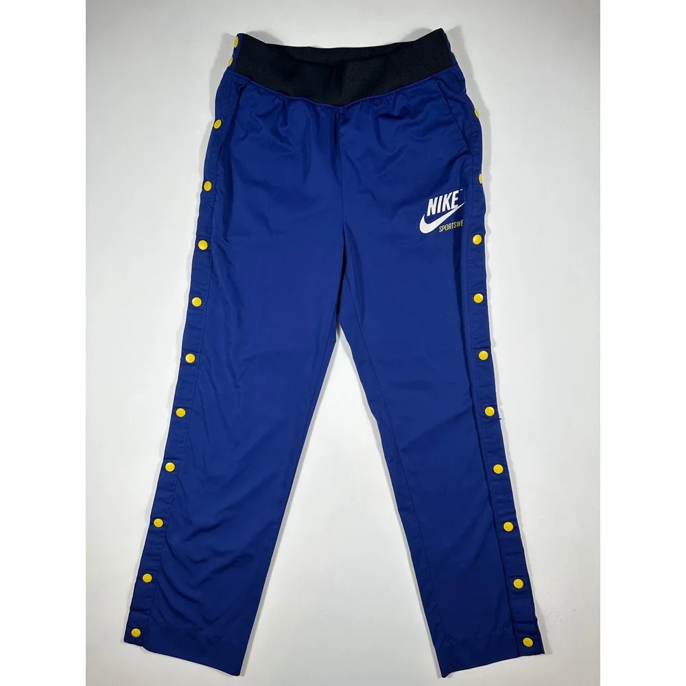Nike Track Pants Mens XS Snap Button Side Sportswear Royal Blue